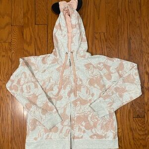Minnie Mouse Hoodie Jacket - Light Gray and Pink